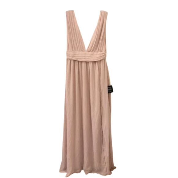 Lulus Women's Heavenly Hues Blush Maxi Dress V-Neck Pleated Size L #2 - Picture 3 of 7